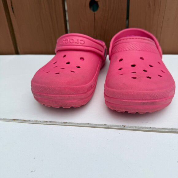 Crocs Pink Fuzzy Lined Clogs Size J3 - Picture 3 of 9